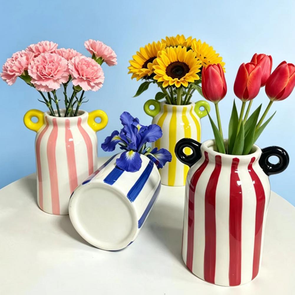 Ceramic Striped Flower Vase wi - огляд і ціна Pampas Grass Decor